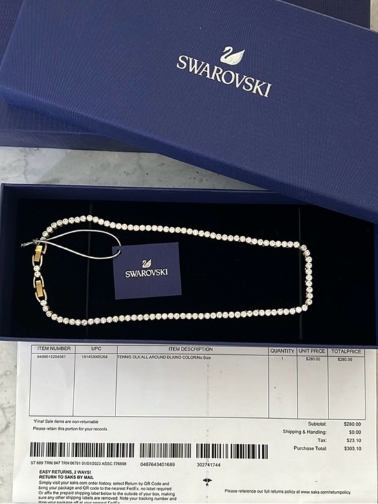 Swarovski Jewelry - Swarovski Gold-Tone Chain with Clear Crystal Tennis Necklace